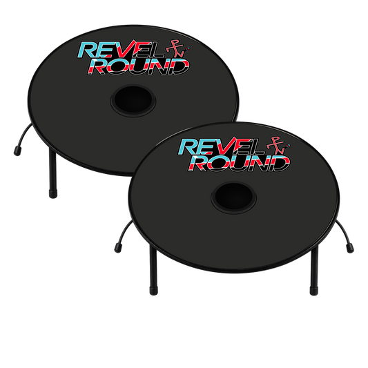 Revel Round Game Set | Waterproof Surface | Black Finish | Red Blue Accents