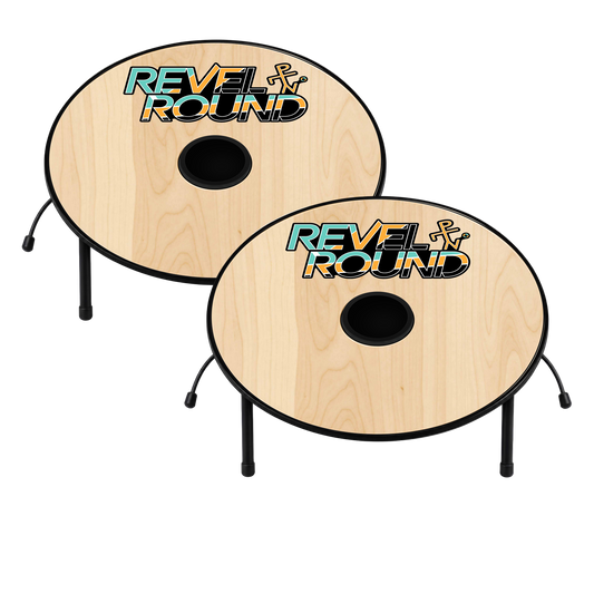 Revel Round Game Set | Natural Wood | Teal Orange | Outdoor