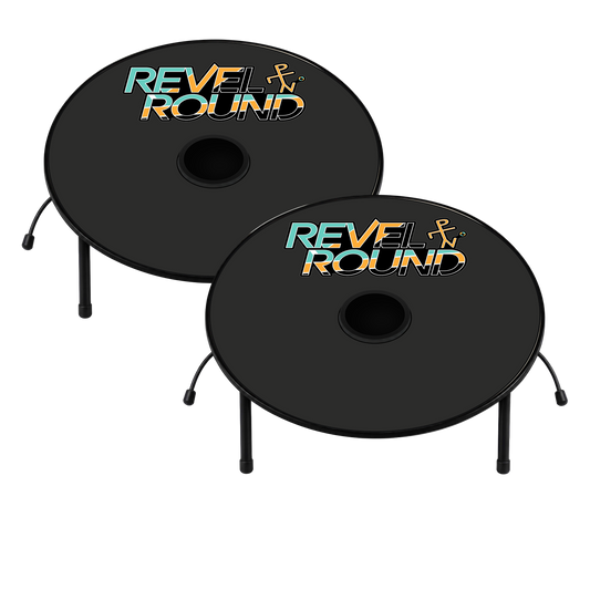 Revel Round Game Set | Matte Black Finish | Teal Orange Accents