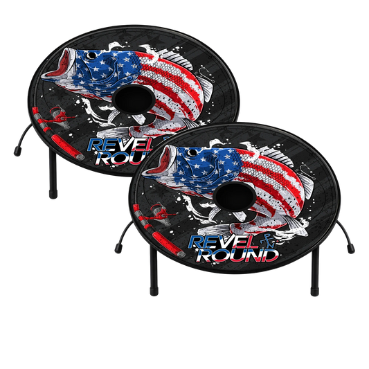 Revel Round Game Set | Stars And Stripes Bass | All Weather Ready | For Anglers