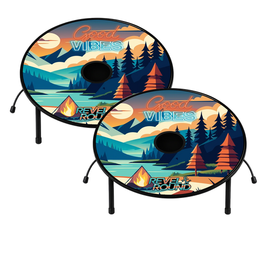 Revel Round Lawn Game Set | Good Vibes Edition | Sunset Alpine Designs
