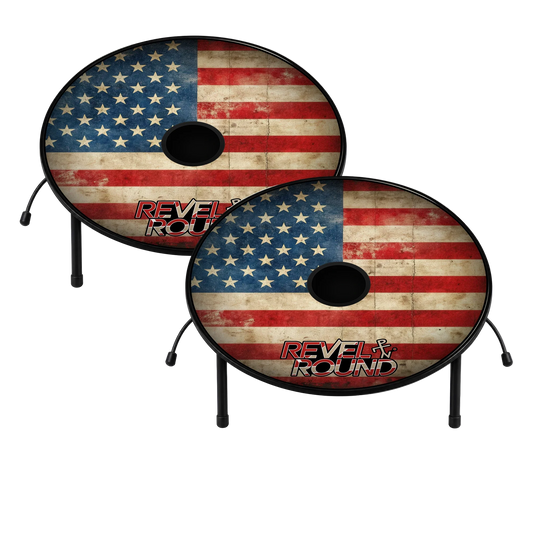 Round Game Set | Vintage Flag Design | Durable Outdoor Build | Patriot Edition