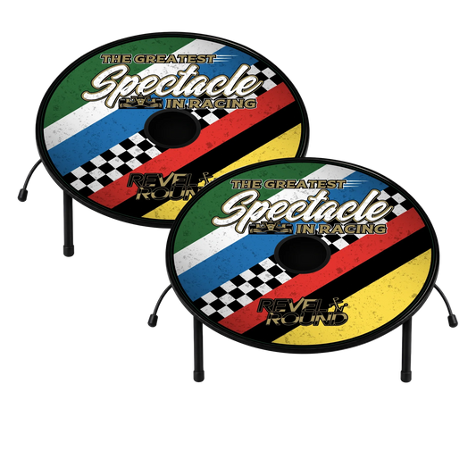 Revel Round Game Set | Matte Vinyl | Checkered Design | Outdoor Yard Leisure