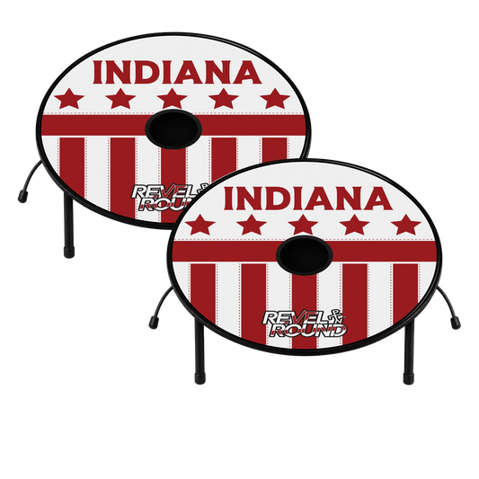 Revel Round Game Set | Indiana Edition | Star Stripe Pattern | Tailgate Ready