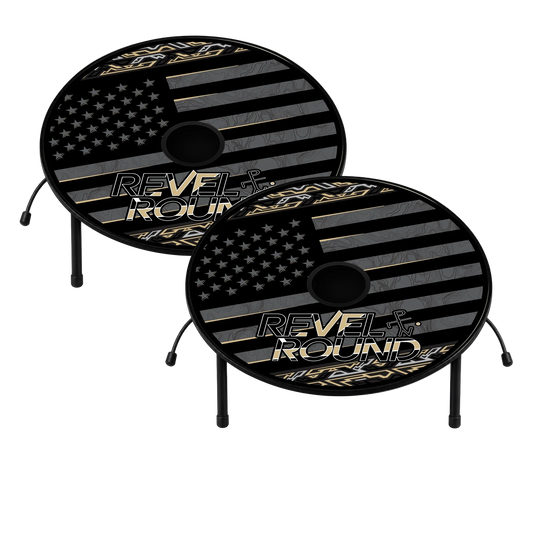 Round Game Set | Black Gold Design | Patriotic Graphic | Outdoor Use