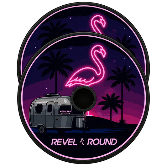 Round Lawn Game Set | Midnight Flamingo | Durable Outdoor Use | Family Patio