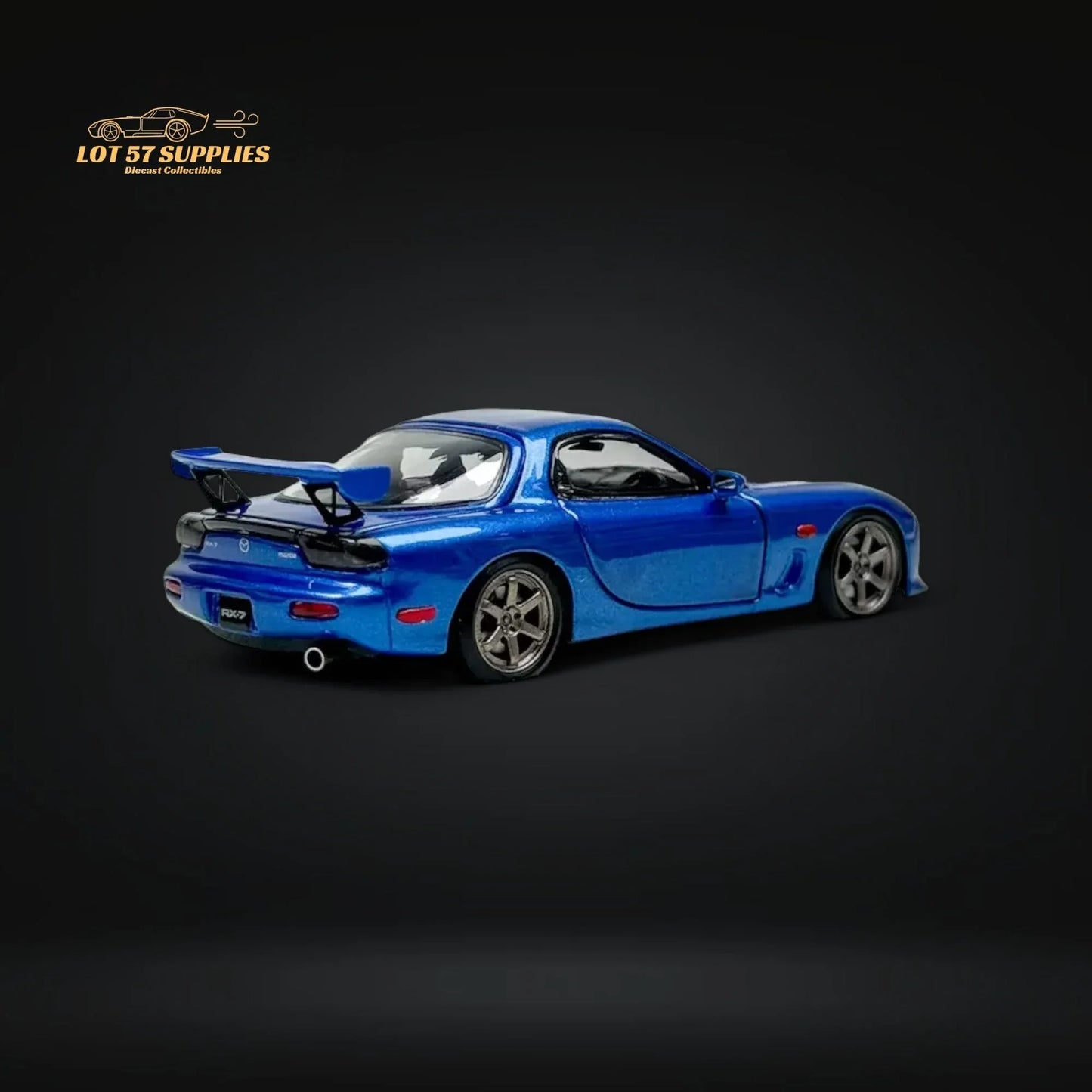 PGM Mazda RX-7 FD3S Metallic Blue Fully Openeable Luxury Base 1:64 - ToylandEU