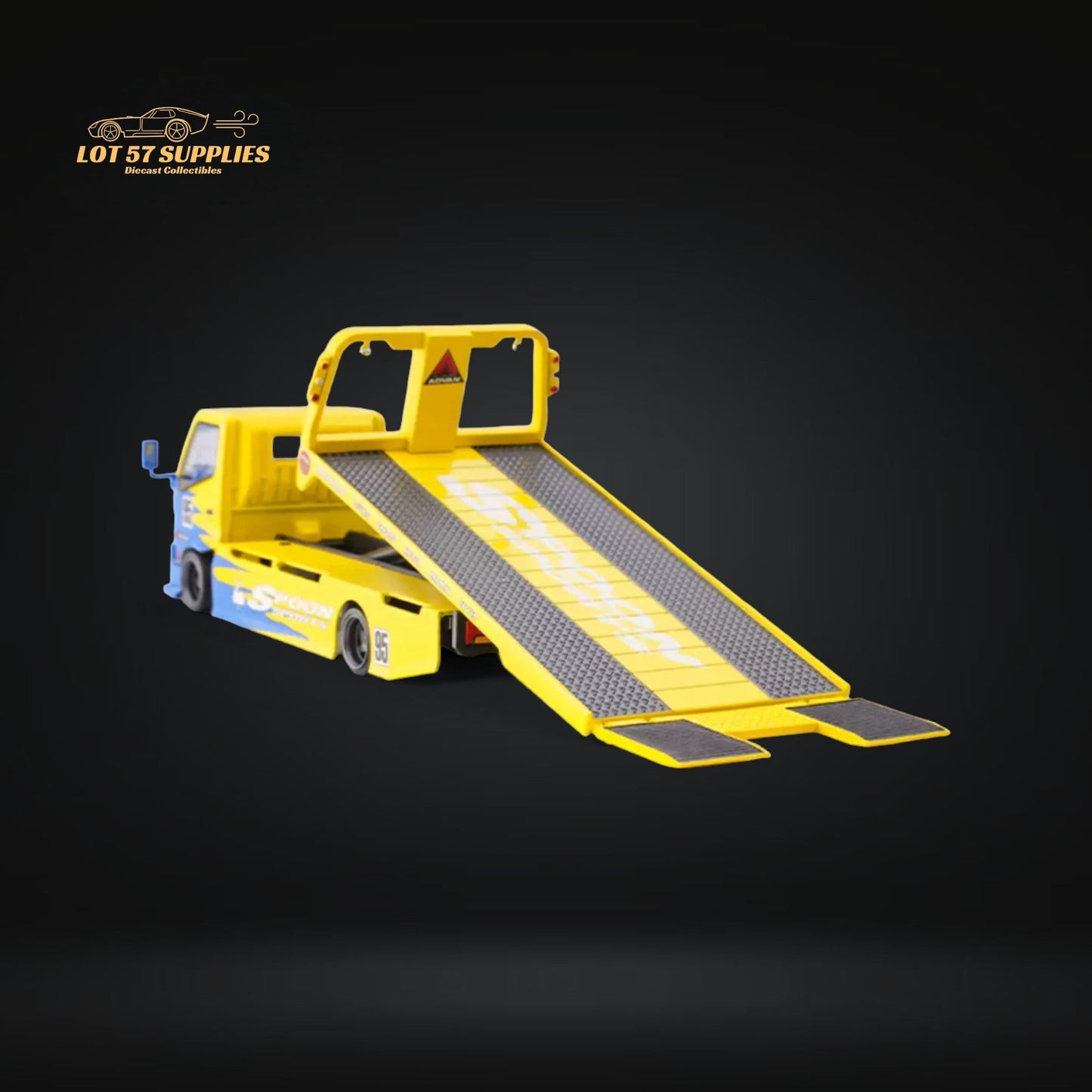 Diecast MicroTurbo HINO 300 Custom Flatbed Tow Truck Spoon Livery 1:64