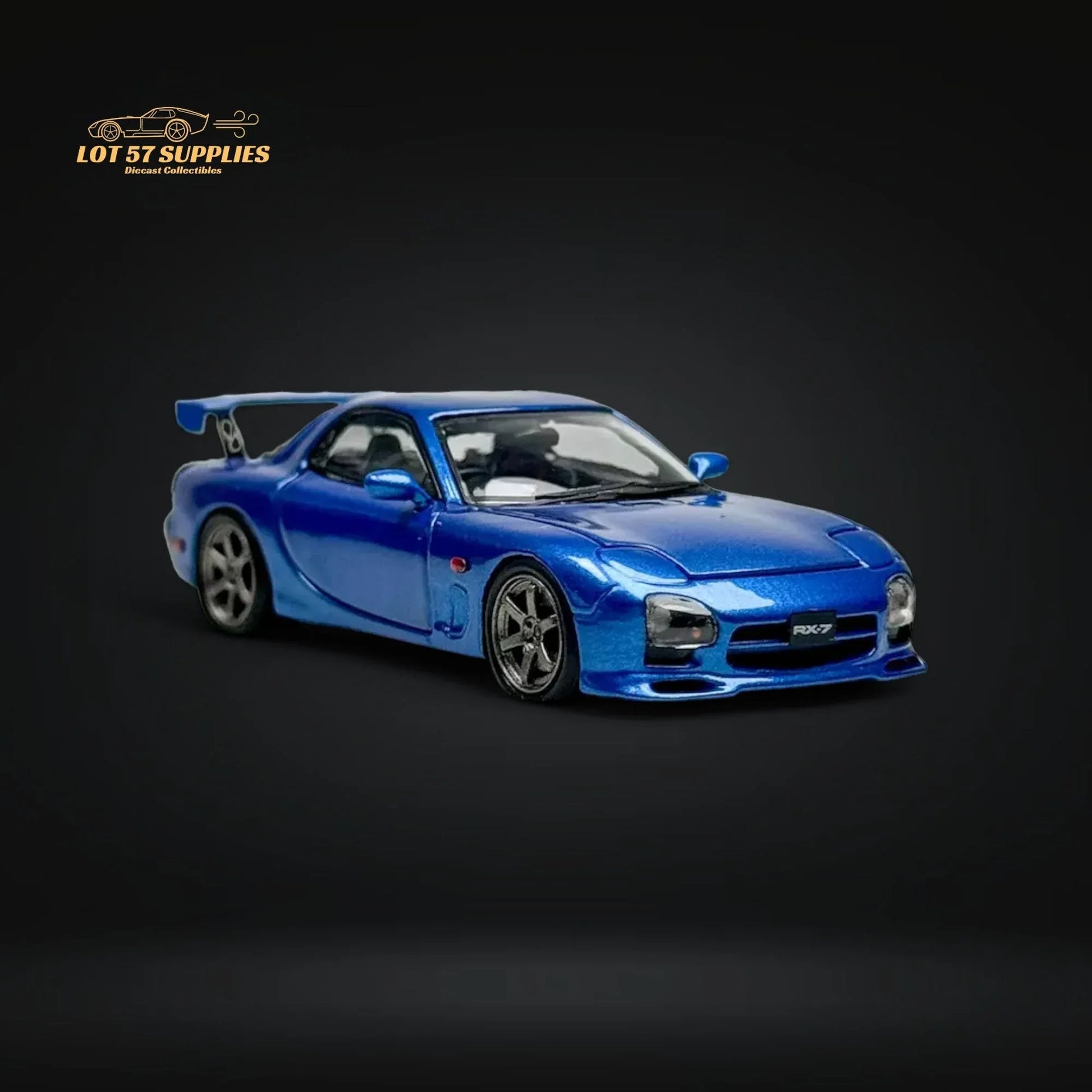 PGM Mazda RX-7 FD3S Metallic Blue Fully Openeable Luxury Base 1:64 - ToylandEU