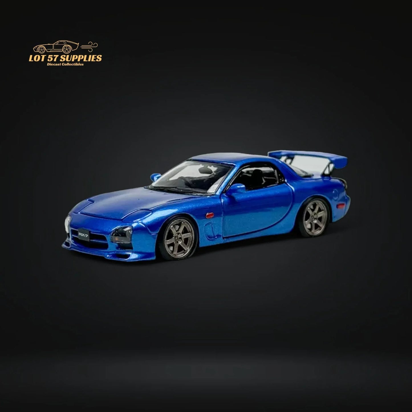 PGM Mazda RX-7 FD3S Metallic Blue Fully Openeable Luxury Base 1:64 - ToylandEU
