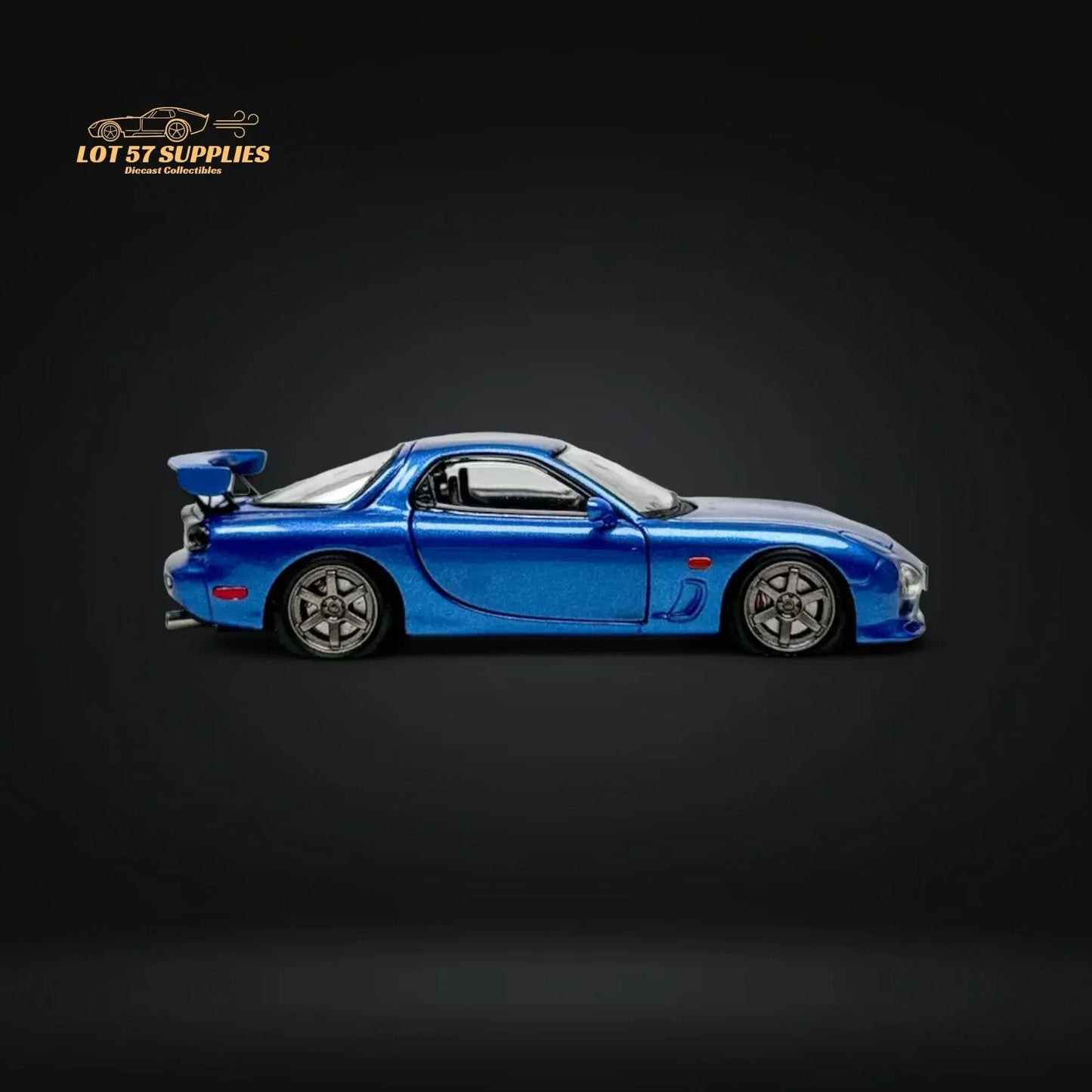 PGM Mazda RX-7 FD3S Metallic Blue Fully Openeable Luxury Base 1:64 - ToylandEU
