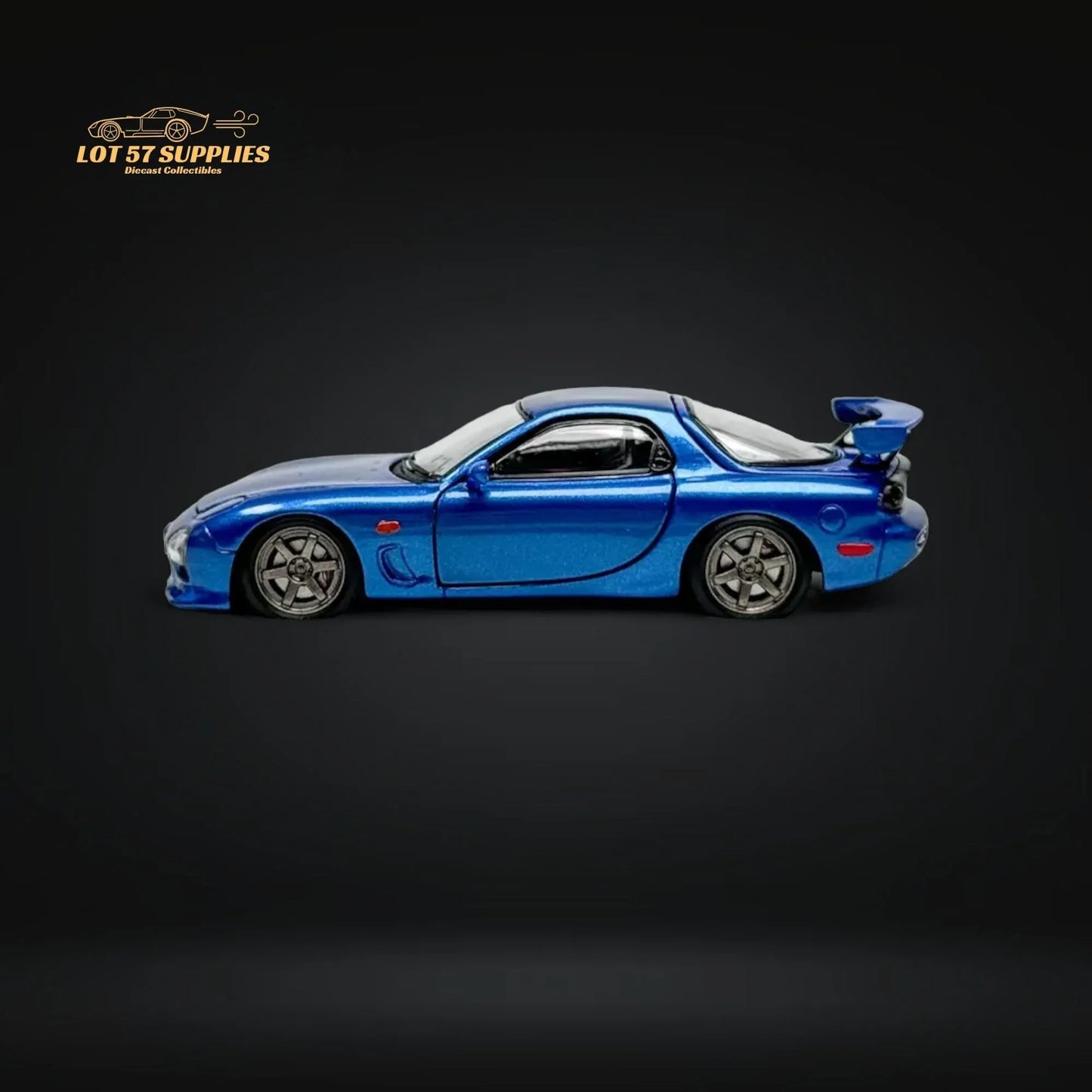 PGM Mazda RX-7 FD3S Metallic Blue Fully Openeable Luxury Base 1:64 - ToylandEU