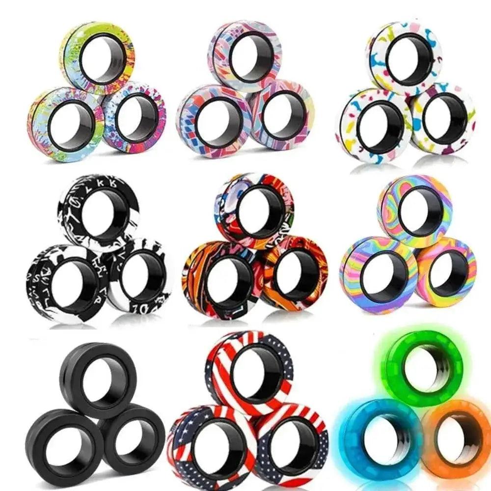  sell well 3pc stress reduction magnetic ring toy, color ring toy, ADHD anxiety relief stress reduction ring Holiday gift -  ToylandEU™
