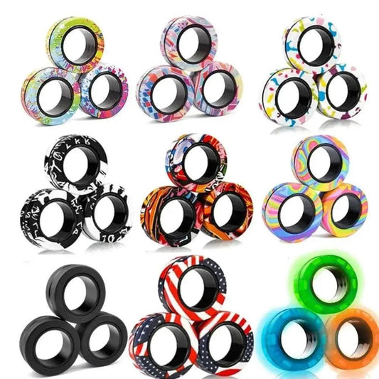  sell well 3pc stress reduction magnetic ring toy, color ring toy, ADHD anxiety relief stress reduction ring Holiday gift -  ToylandEU™