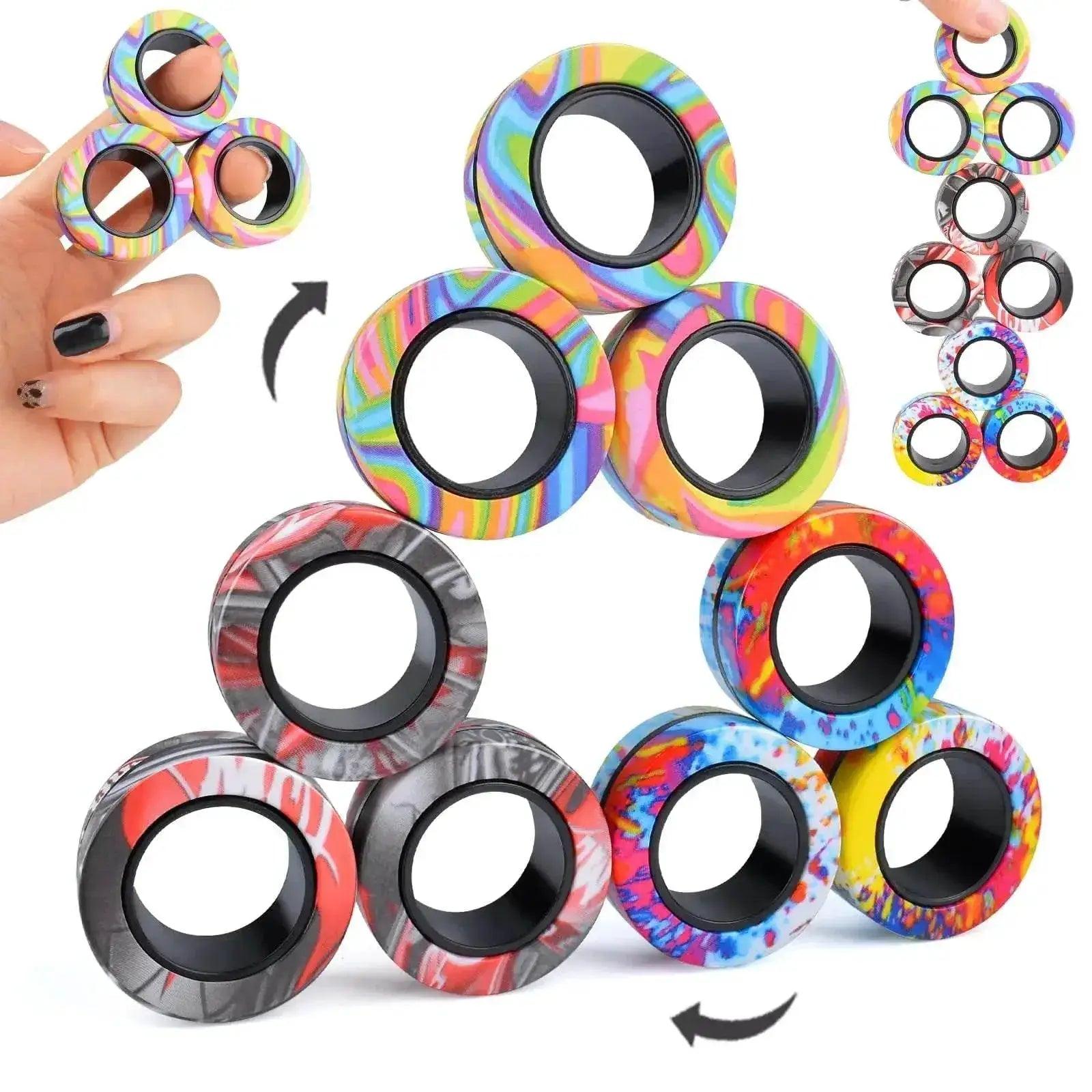  sell well 3pc stress reduction magnetic ring toy, color ring toy, ADHD anxiety relief stress reduction ring Holiday gift -  ToylandEU™