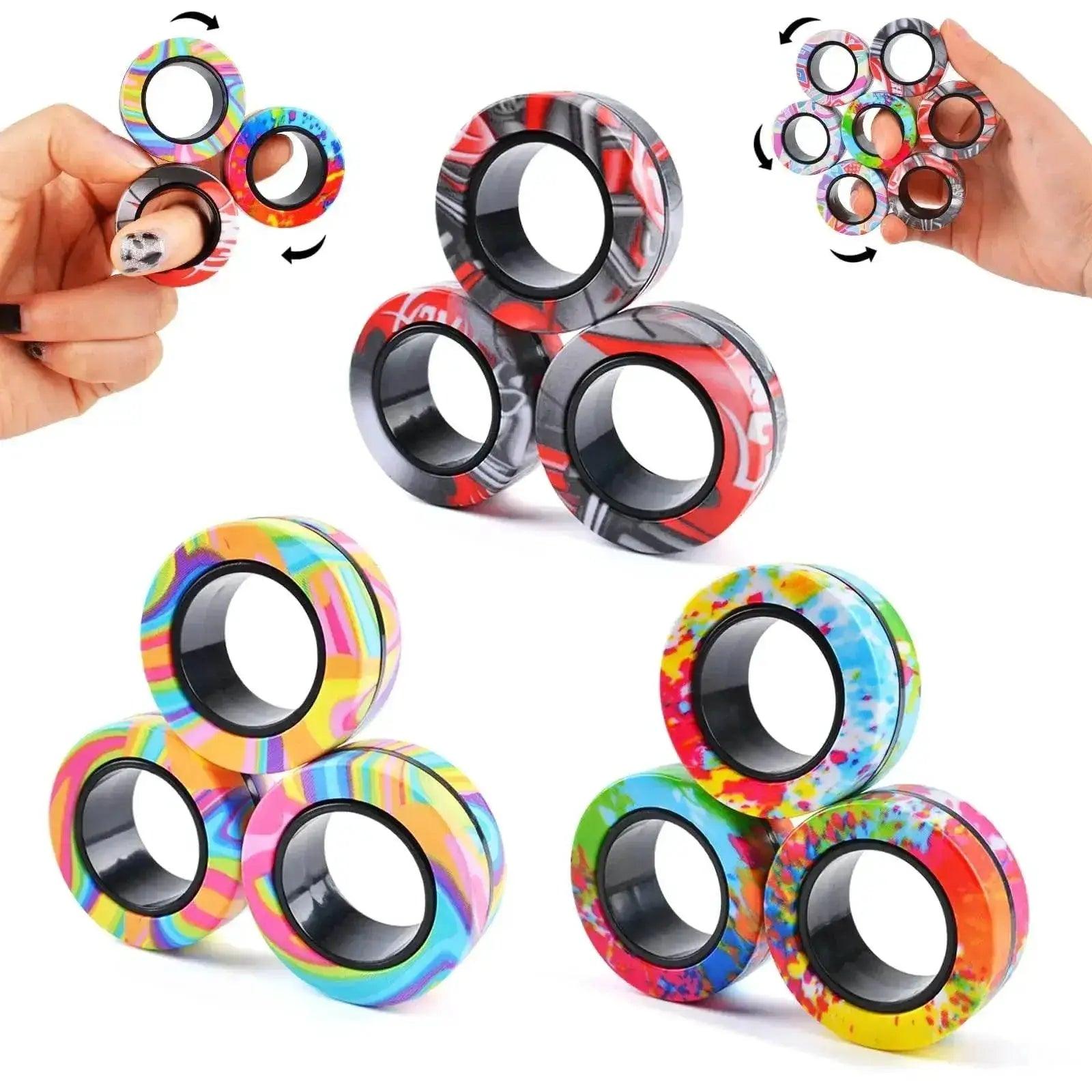  sell well 3pc stress reduction magnetic ring toy, color ring toy, ADHD anxiety relief stress reduction ring Holiday gift -  ToylandEU™