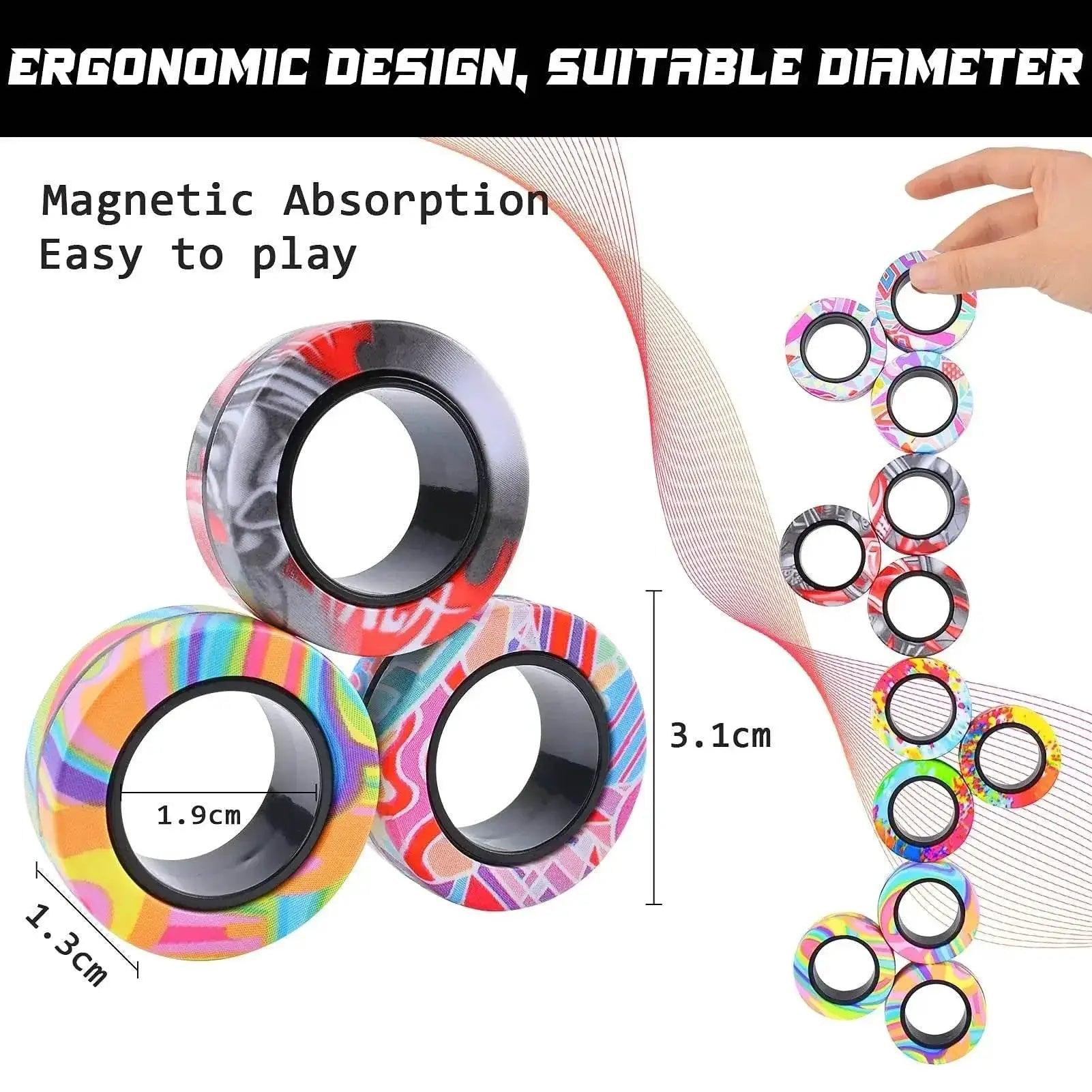  sell well 3pc stress reduction magnetic ring toy, color ring toy, ADHD anxiety relief stress reduction ring Holiday gift -  ToylandEU™