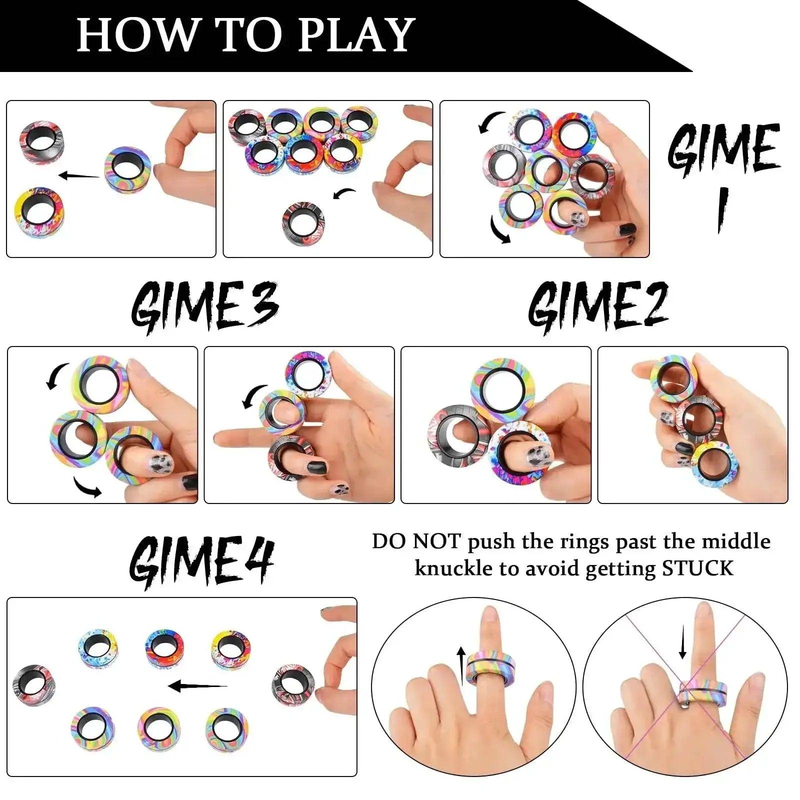  sell well 3pc stress reduction magnetic ring toy, color ring toy, ADHD anxiety relief stress reduction ring Holiday gift -  ToylandEU™