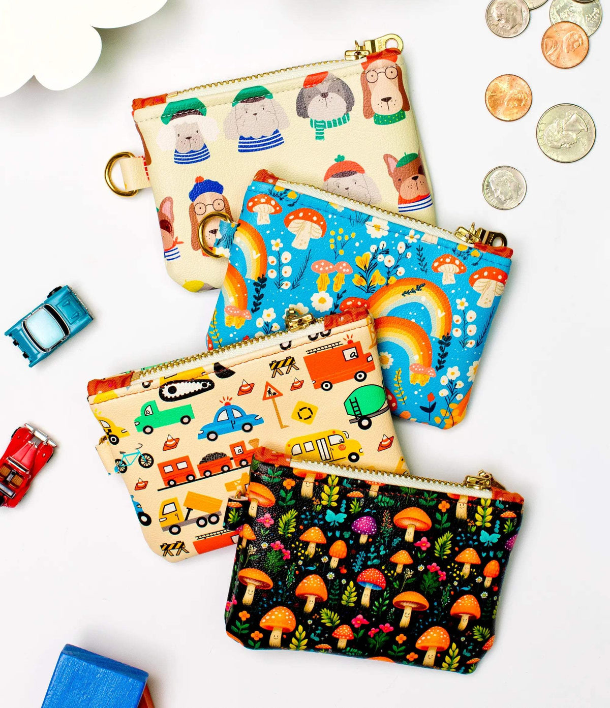 Coin Purse | Mushroom Forest Print | Secure Zipper | Compact Size