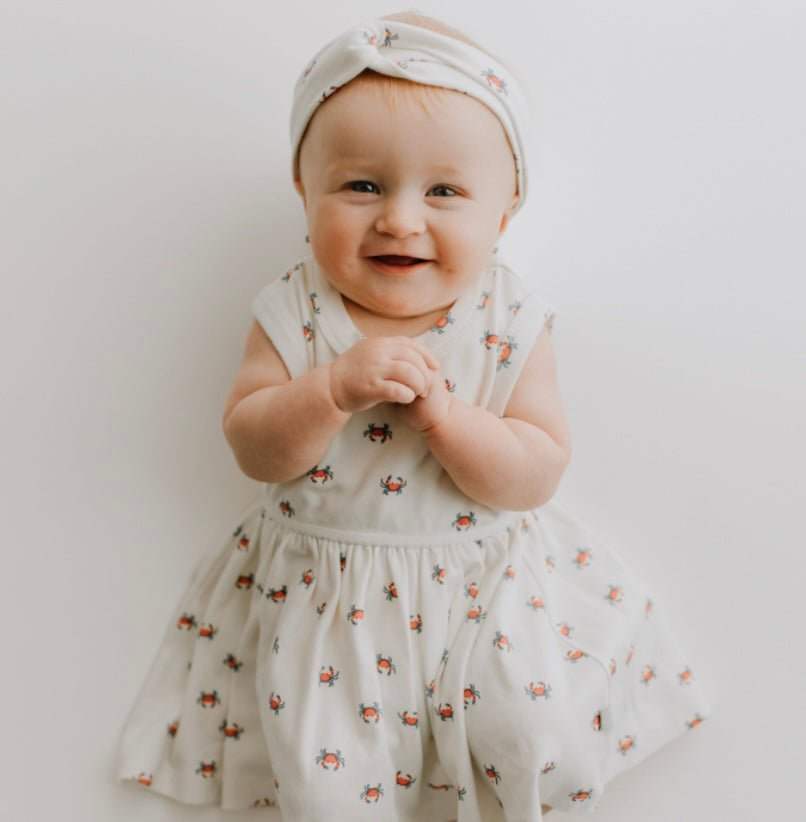 Girls Tank Twirl Dress | Pure Organic Cotton | Crab Print | Toddler Summer