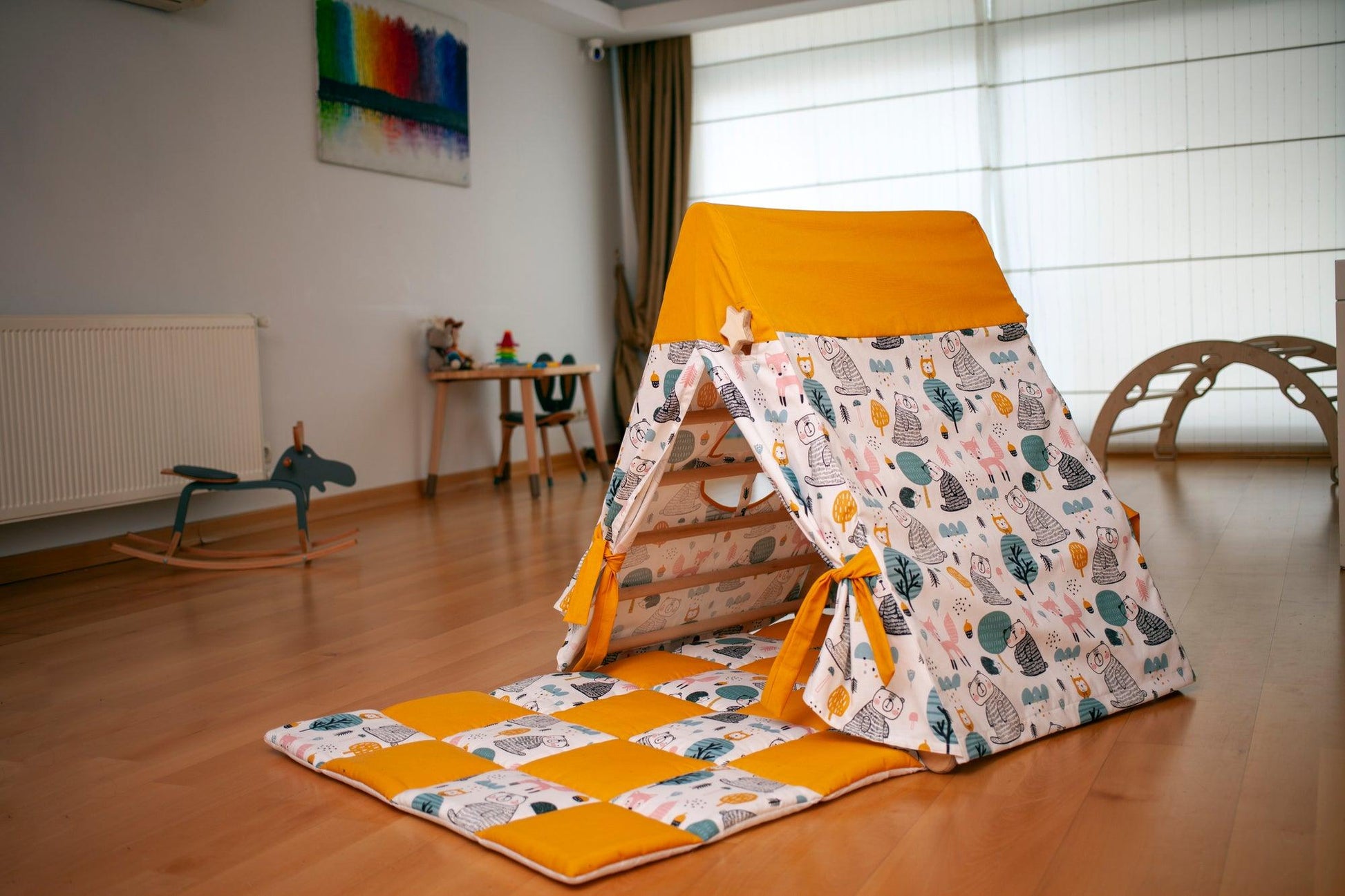 Tent Cover and Play Mat Set for Climbing Triangle - Montessori Toy for Developing Motor Skills and Coordination - ToylandEU