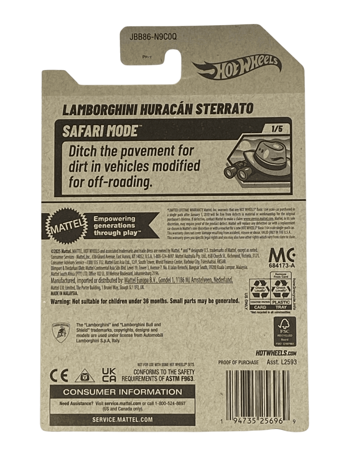 Hot Wheels Diecast Car | Lamborghini Huracan Sterrato | Safari Yellow Edition