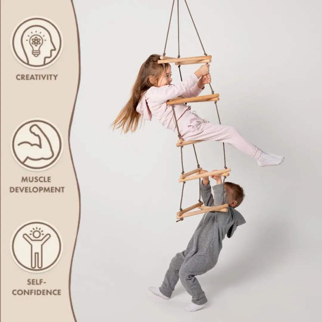 Triangle Rope Ladder | Heavy Duty Wood Rope | Adjustable Heights For Kids