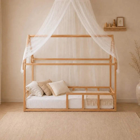 Montessori House Bed | Solid Beech Wood | Twin Size | For Kids