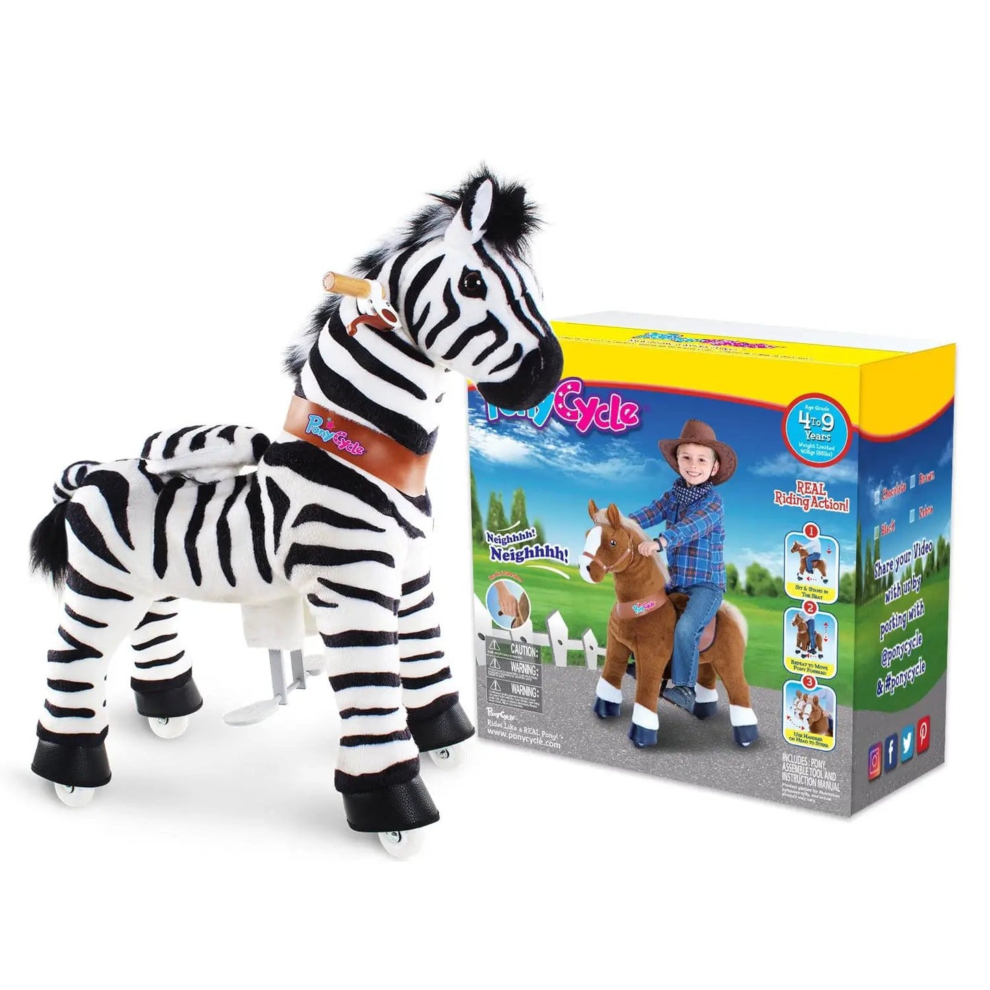 Model U® Zebra Ride-On Toy Age 4–7 - PonyCycle, Inc.