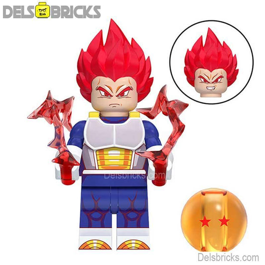 Dragon Ball Z Vegeta Red Hair Custom Lego Minifigure - ToylandEU
