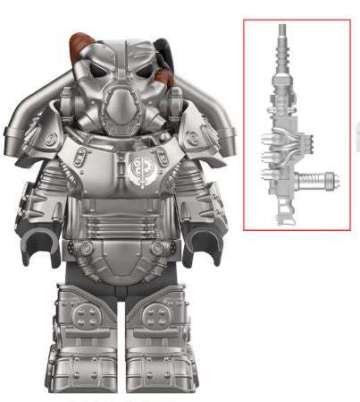 Fallout X-01 Power Armor Grey | Advanced Wasteland Suit | Custom Minifigure