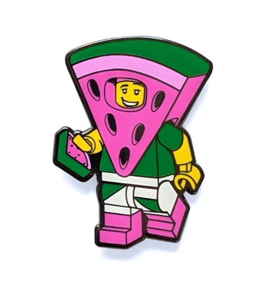 LEGO® Minifigure Enamel Button | Watermelon Guy | Snap Button Back | Ages 6+