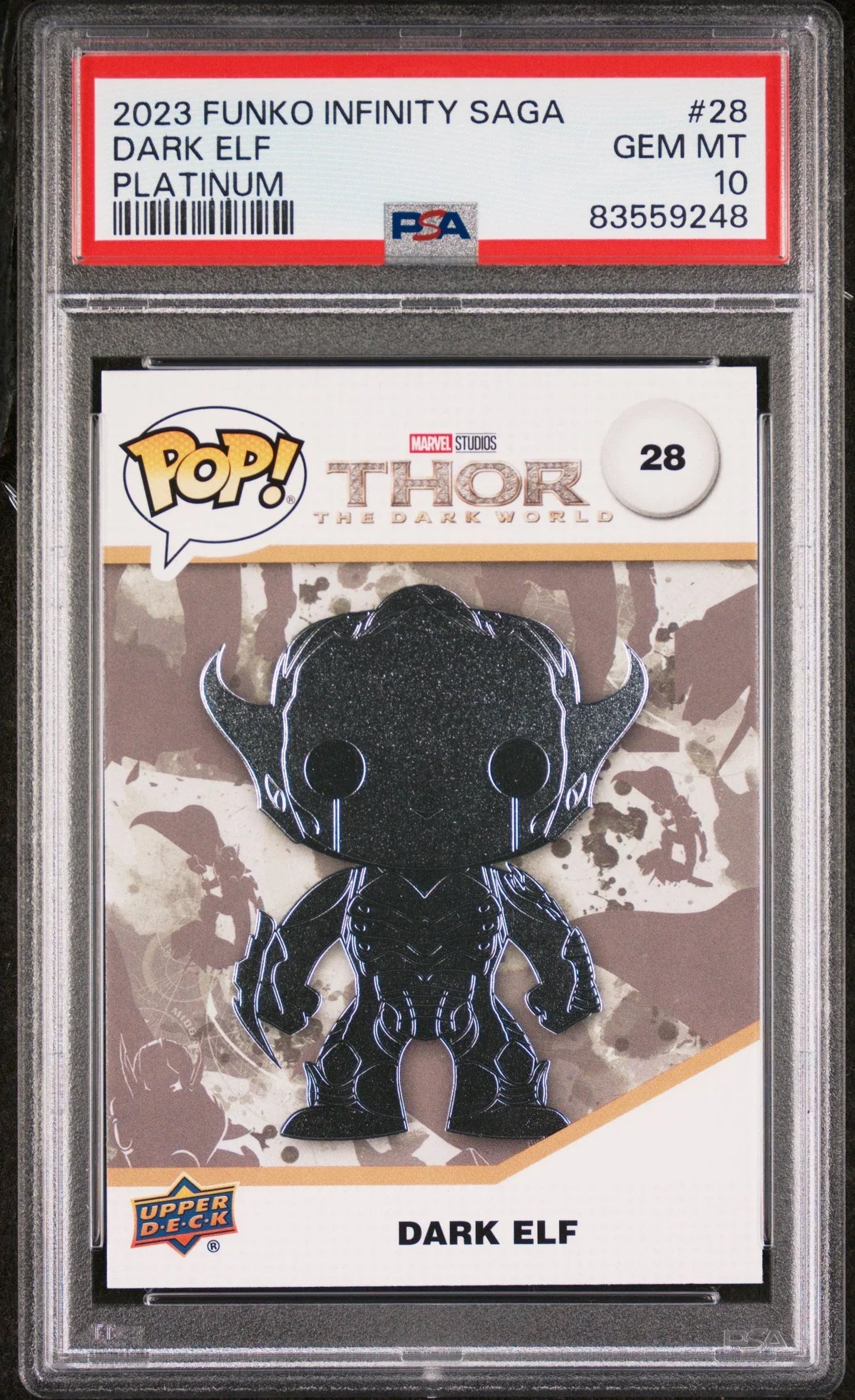 2023 UPPER DECK FUNKO POP MARVEL DARK ELF PLATINUM #28 PSA 10 - ToylandEU