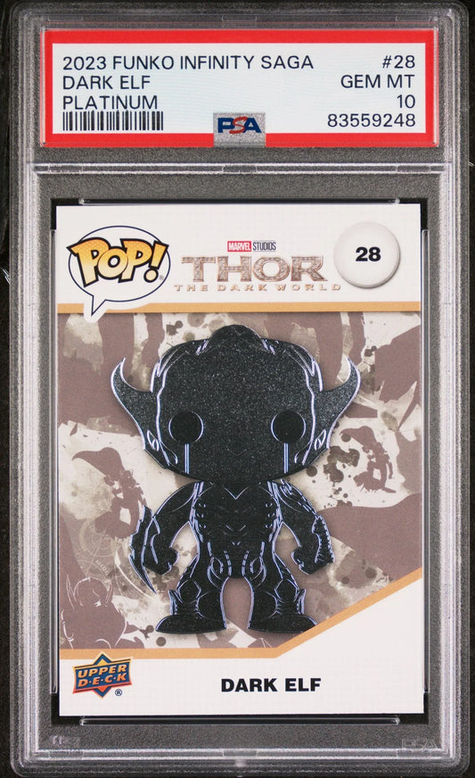 2023 UPPER DECK FUNKO POP MARVEL DARK ELF PLATINUM #28 PSA 10 - ToylandEU