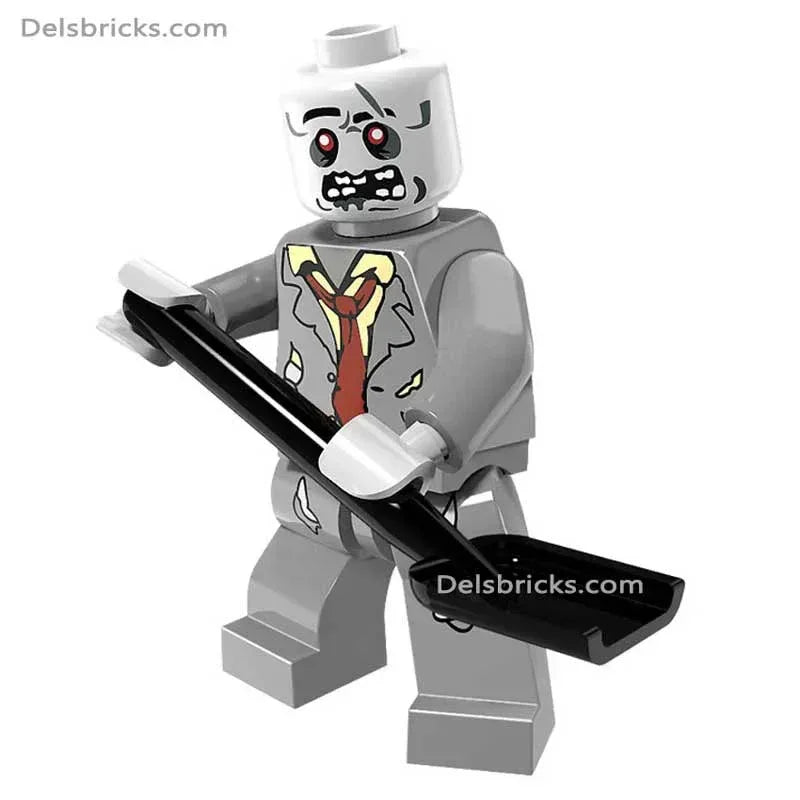 Custom Horror Zombie Lego Minifigure With Gray Suit - ToylandEU